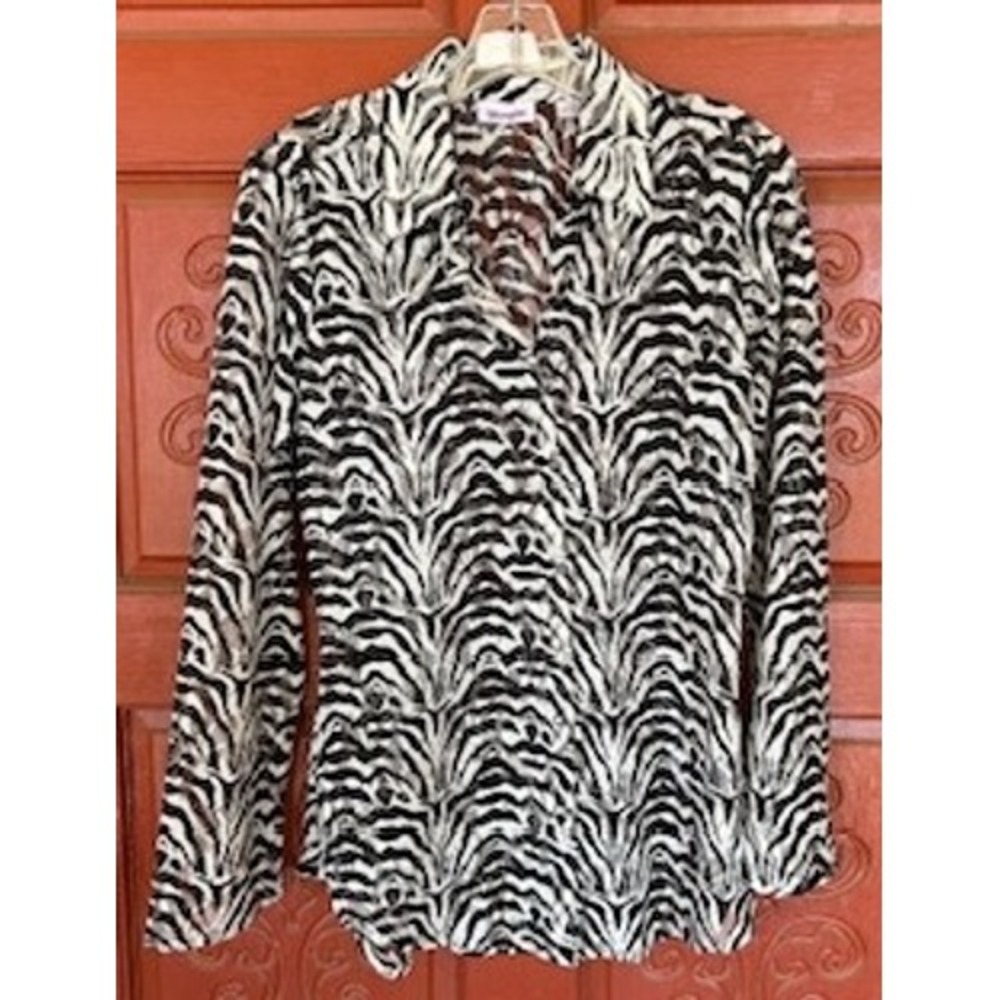 Wrangler Zebra Print‎ Western Sheer Shirt Women's Long Sleeve Animal Snaps Small